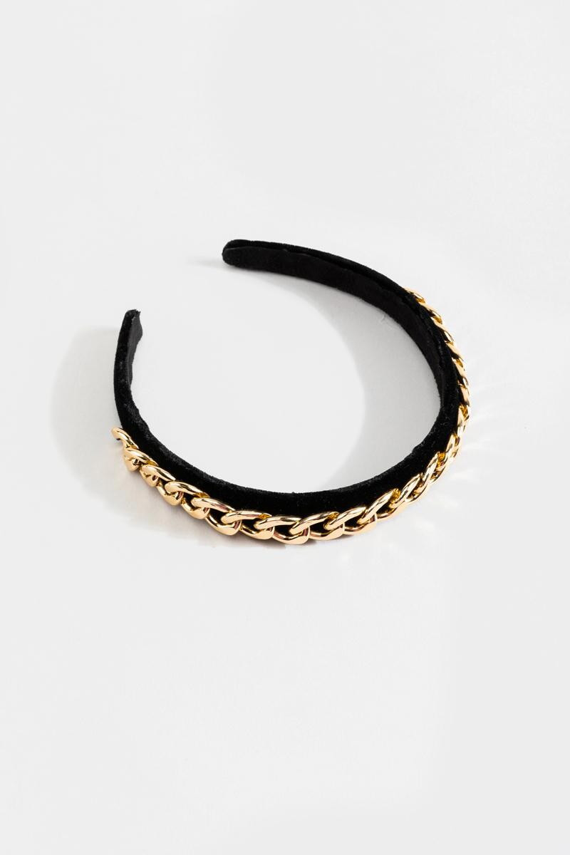 Gia Metal Chain Velvet Headband | Francesca’s Collections