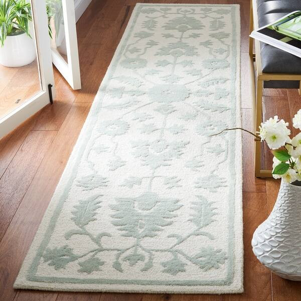SAFAVIEH Handmade Metro Wiltrude French Country Wool Rug - 2'3" x 9' Runner - Ivory/Light Green | Bed Bath & Beyond