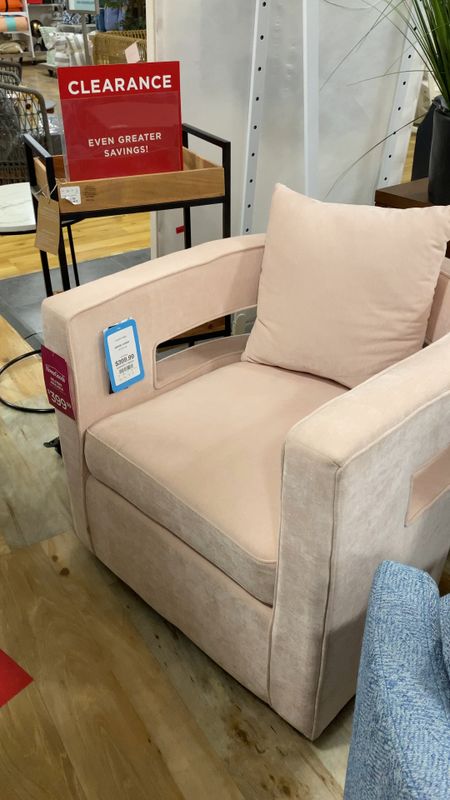Open back swivel chair with pillow for your living room, bedroom, or family room. Pink velvet accent chair  

#LTKVideo #LTKhome #LTKstyletip