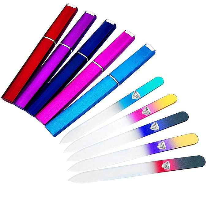 Czech Glass Files for Nails, 5PC Crystal Nail Filer Set. Trim, Shape and Smooth Nails with Bona F... | Amazon (US)