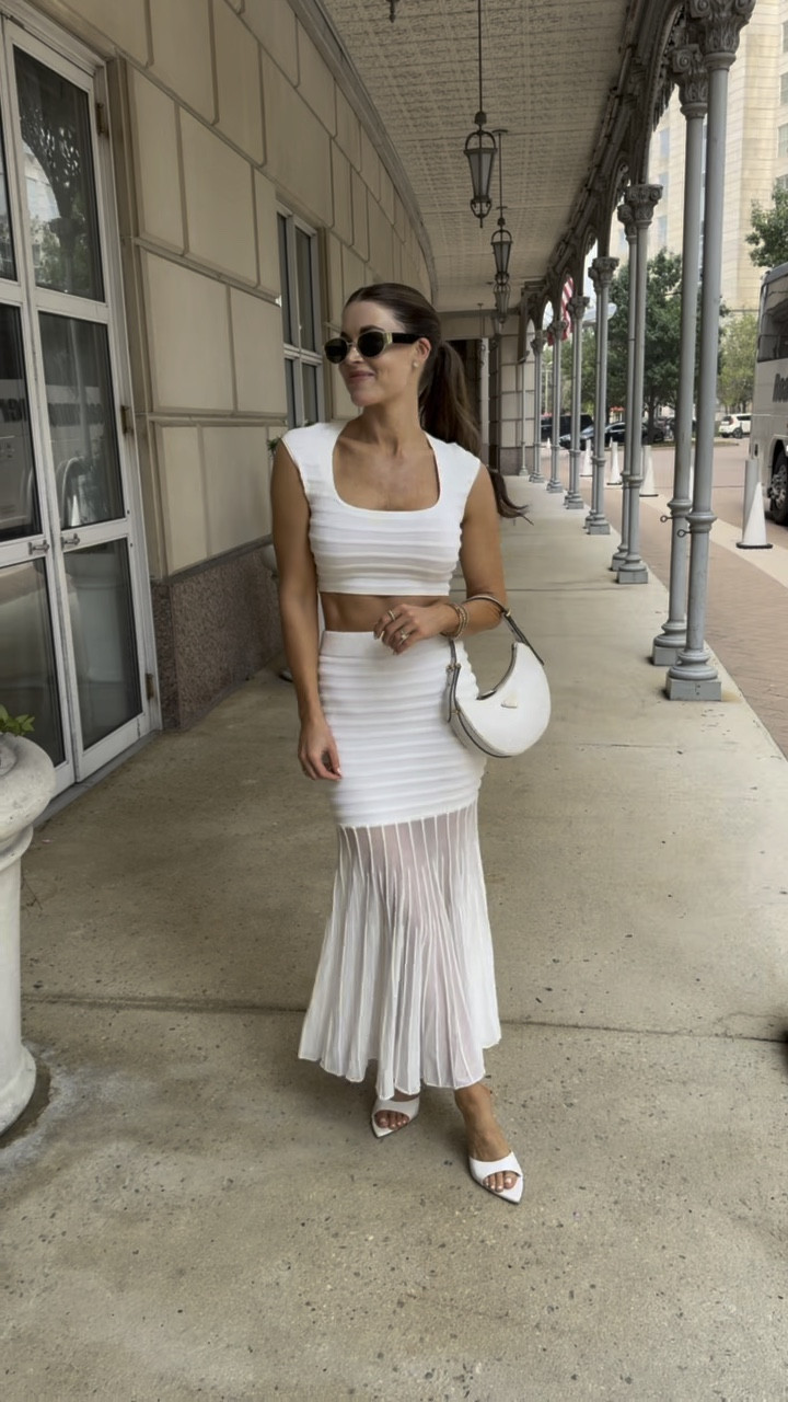 I felt absolutely stunning in this white skirt and top for my wedding weekend 

Size small in the top TTS 
Size XS skirt TTS 

Wedding 
Bride 
Summer outfits 
Bachelorette 
Rehearsal dinner 


#LTKStyleTip #LTKParties #LTKWedding