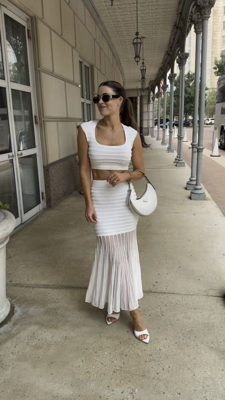 I felt absolutely stunning in this white skirt and top for my wedding weekend 

Size small in the top TTS 
Size XS skirt TTS 

Wedding 
Bride 
Summer outfits 
Bachelorette 
Rehearsal dinner 


#LTKStyleTip #LTKParties #LTKWedding