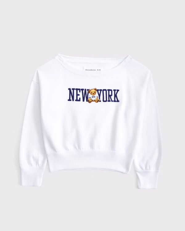 off-the-shoulder graphic crew sweatshirt | Abercrombie & Fitch (US)