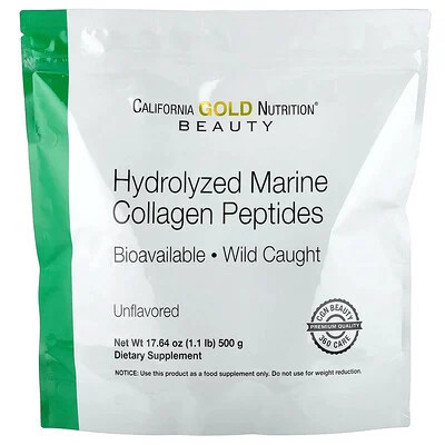 California Gold Nutrition, Hydrolyzed Marine Collagen Peptides, Unflavored, 1.1 lb (500 g) | iHerb