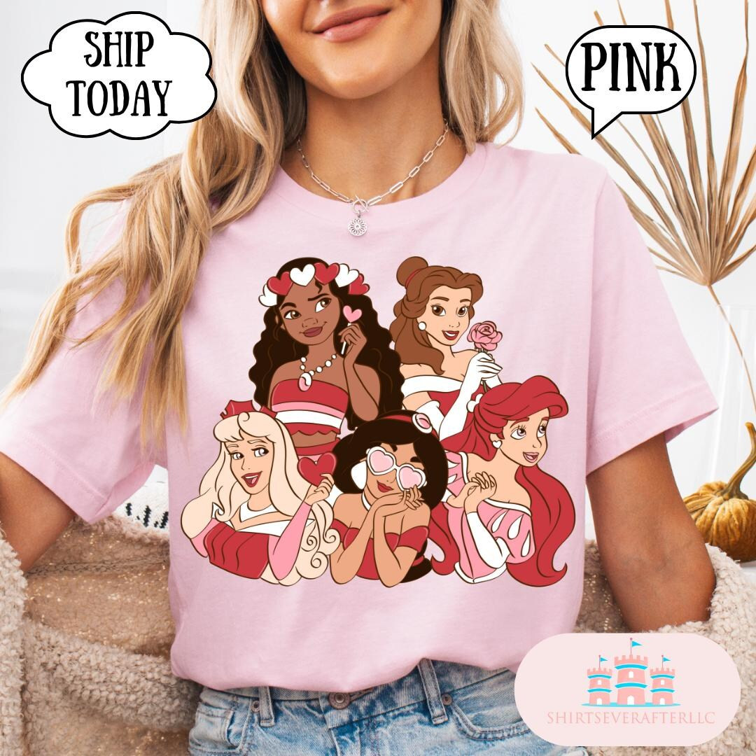 Disney Valentine Princess Bestie Shirt, Princess Fairy Tales Love Day Shirt, Magical Valentine's ... | Etsy (US)