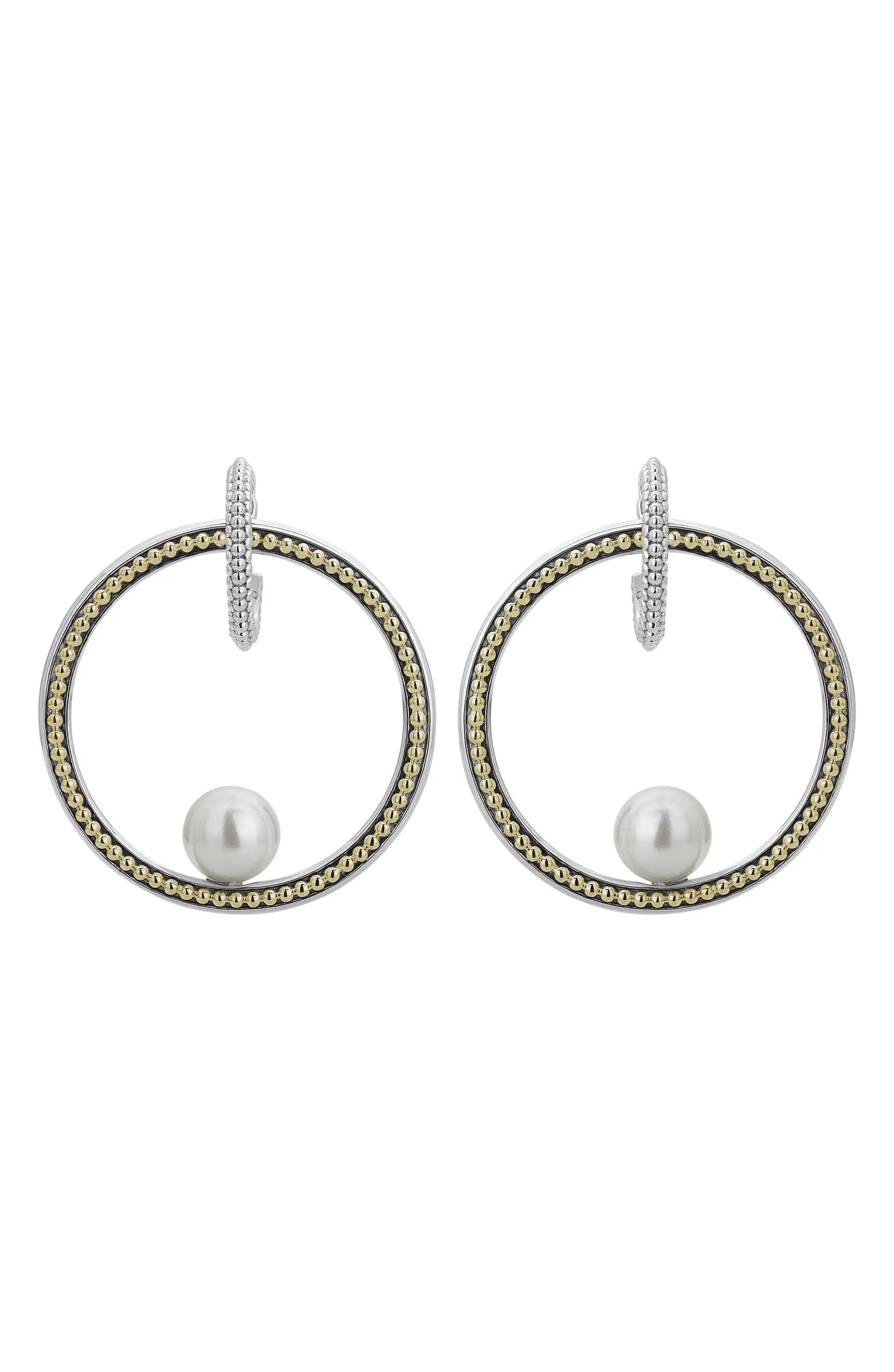 LAGOS Luna Pearl Caviar Frontal Hoop Earrings | Nordstrom | Nordstrom