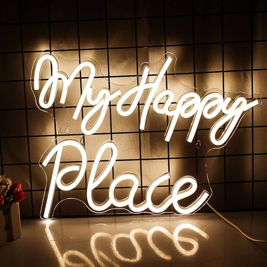 My Happy Place Neon Sign Warm Neon Signs Letters Neon Lights for Bedroom Happy Light for Wedding ... | Amazon (US)