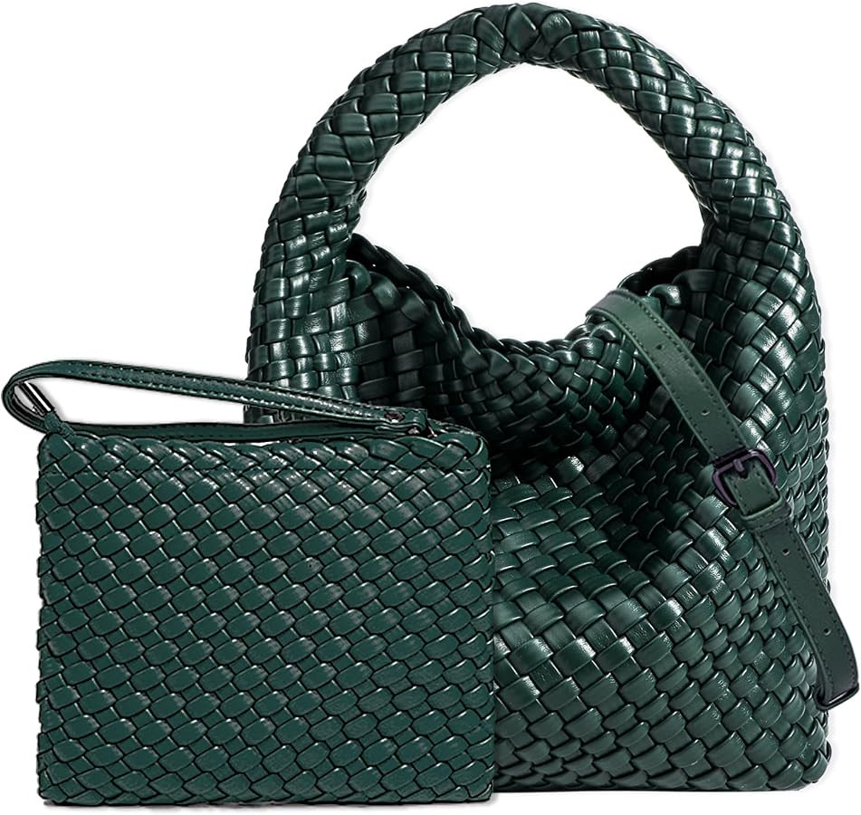 JINMANXUE Small Woven Bag for Women Cute Hobo Tote Handbag Mini Clutch Purse Vegan Leather Crossb... | Amazon (US)