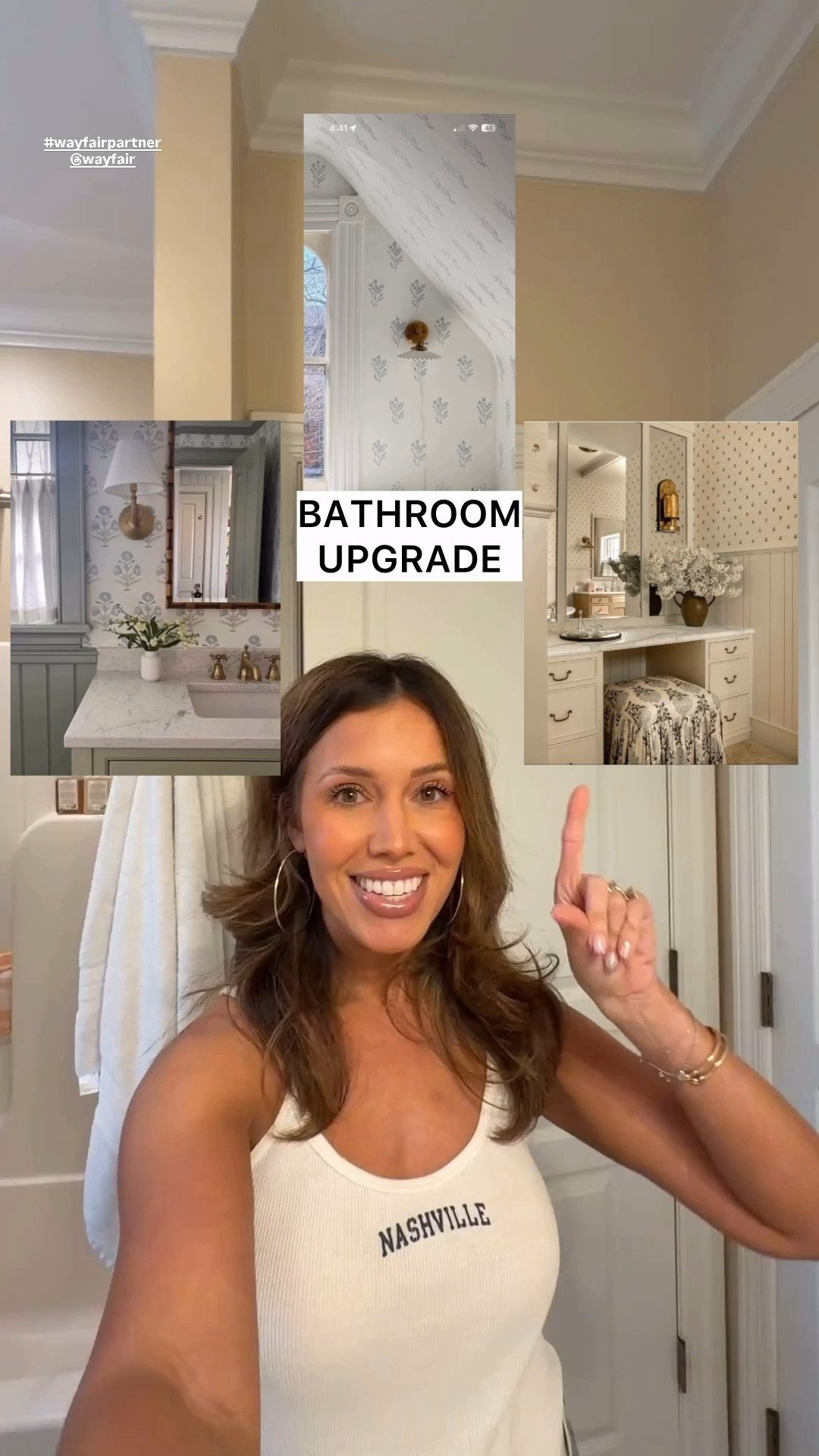 #ad this was such a fun DIY bathroom refresh! I love that with @wayfair you can get fast shipping and it doesn't have to cost thousands to upgrade your space in a meaningful way! I mean look at this before & after #wayfairpartner #wayfair #DIY #bathroomrefresh #homedecor 

 #LTKmomlife #LTKHome