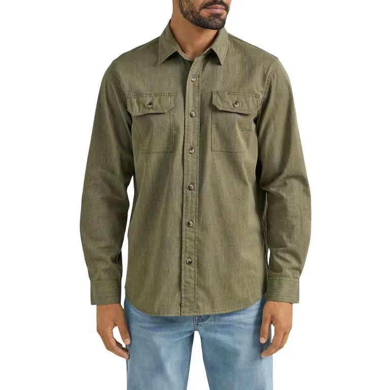 Wrangler® Men's and Big Men's Relaxed Fit Long Sleeve Woven Shirt, Sizes S-5XL | Walmart (US)
