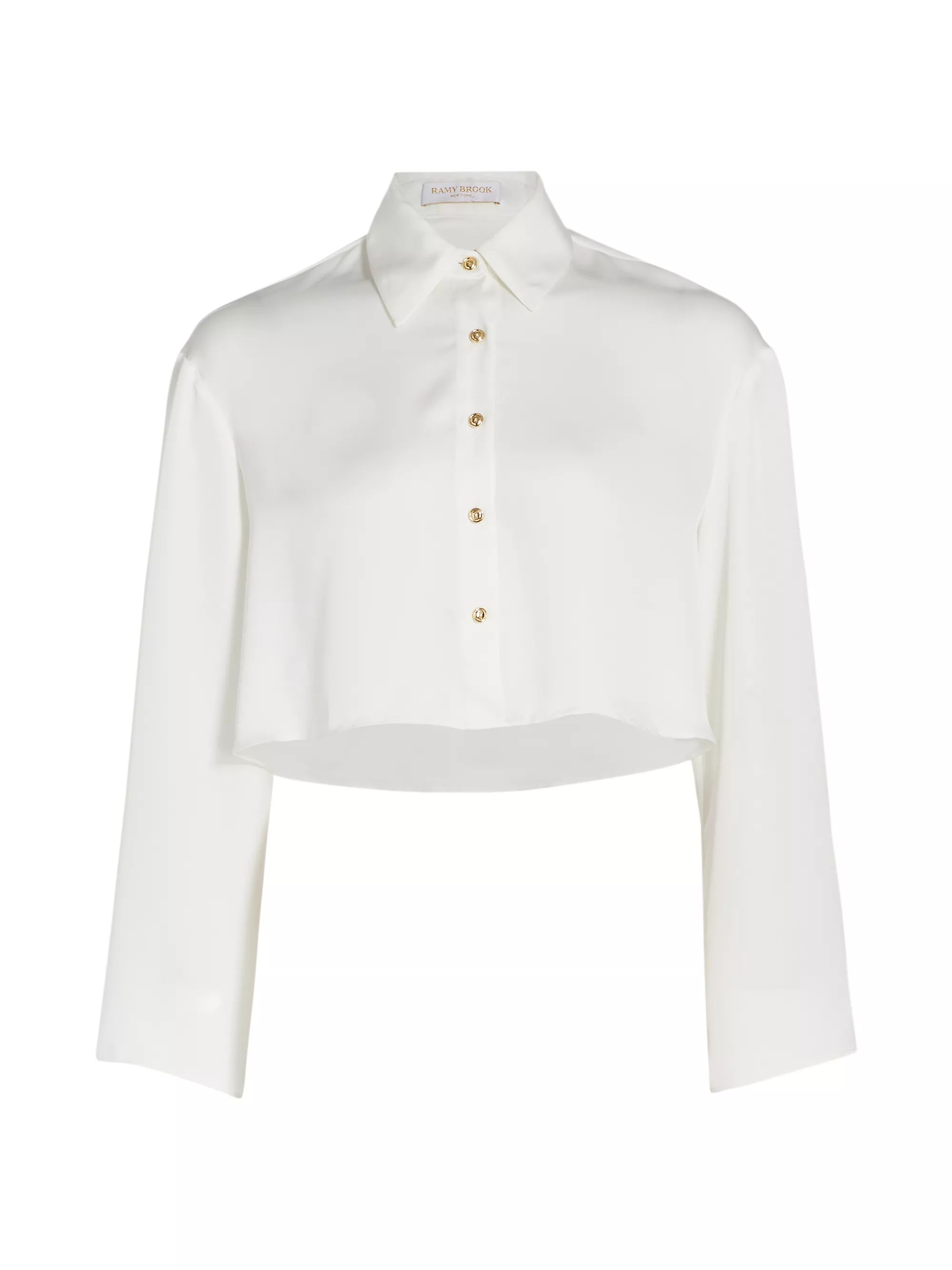 Skyla Satin Crop Shirt | Saks Fifth Avenue