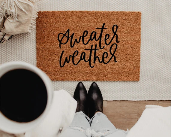 Sweater Weather Doormat  Holiday Doormat  Fall Door Mat  - Etsy | Etsy (US)