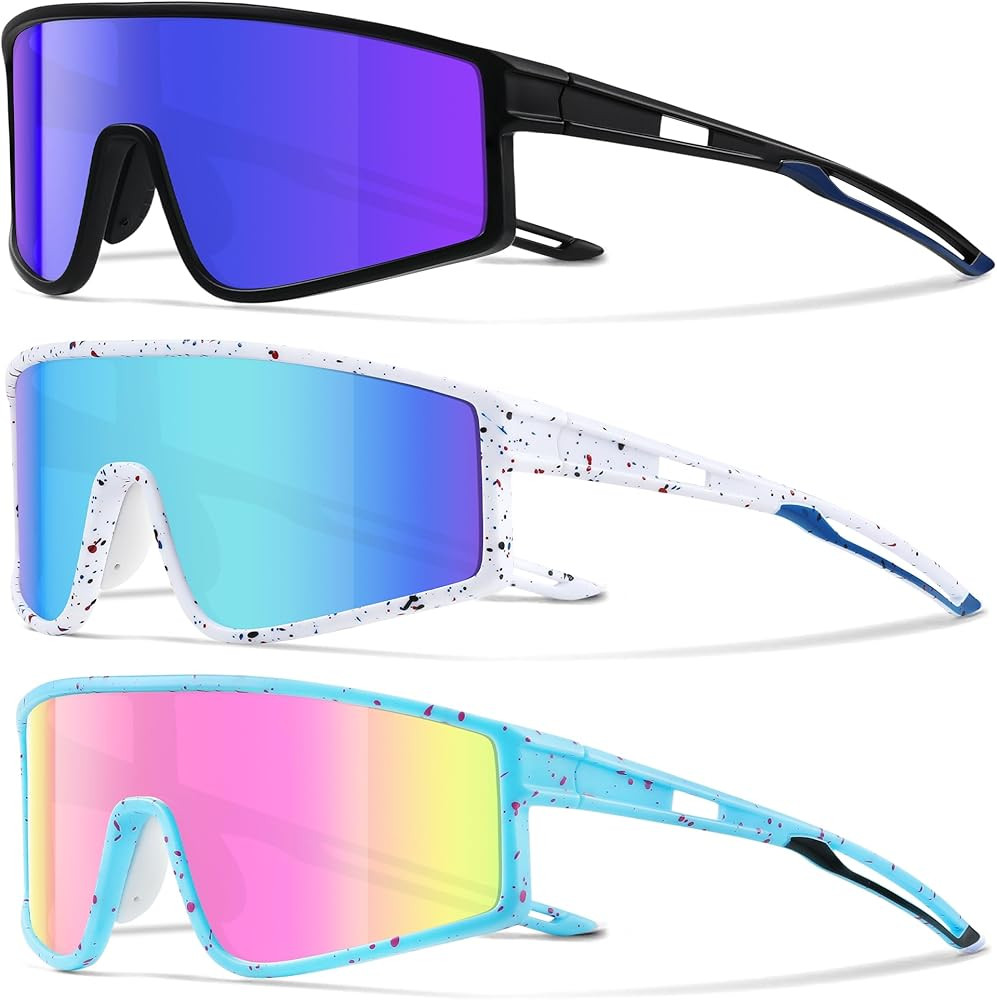 3 Pack Kids Sunglasses Youth Baseball Polarized Sun Glasses Sports Cycling Running for Boys Girls... | Amazon (US)
