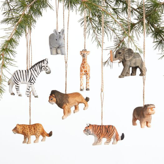 Carved Wood Animals of Africa Ornaments Set of 8 by World Market | World Market
