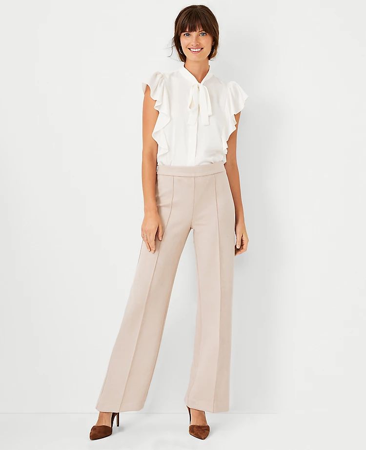 The Petite Faux Suede Side Zip Straight Pant | Ann Taylor (US)