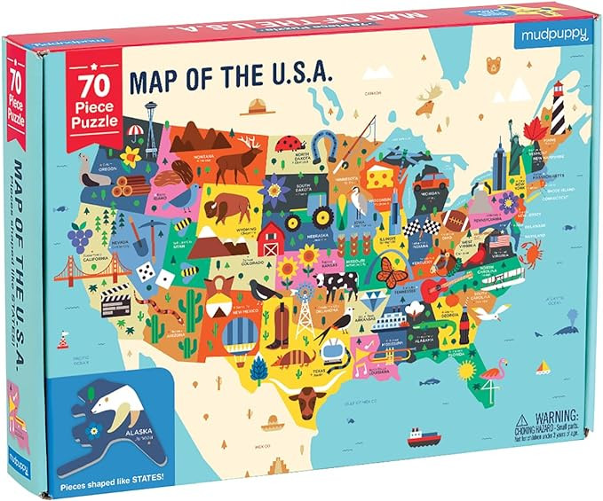 Mudpuppy Map Of The USA – 70 Piece Geography Puzzle with State-Shaped Pieces and Iconic Landsca... | Amazon (US)