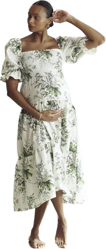 NOTHING FITS BUT Women’s Cotton Linen Kiko Pregnancy Maternity Dress, Casual Floral Maxi Matern... | Amazon (US)