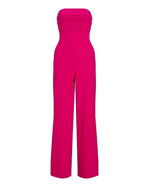 Strapless Pleated Wide Leg Jumpsuit | Express