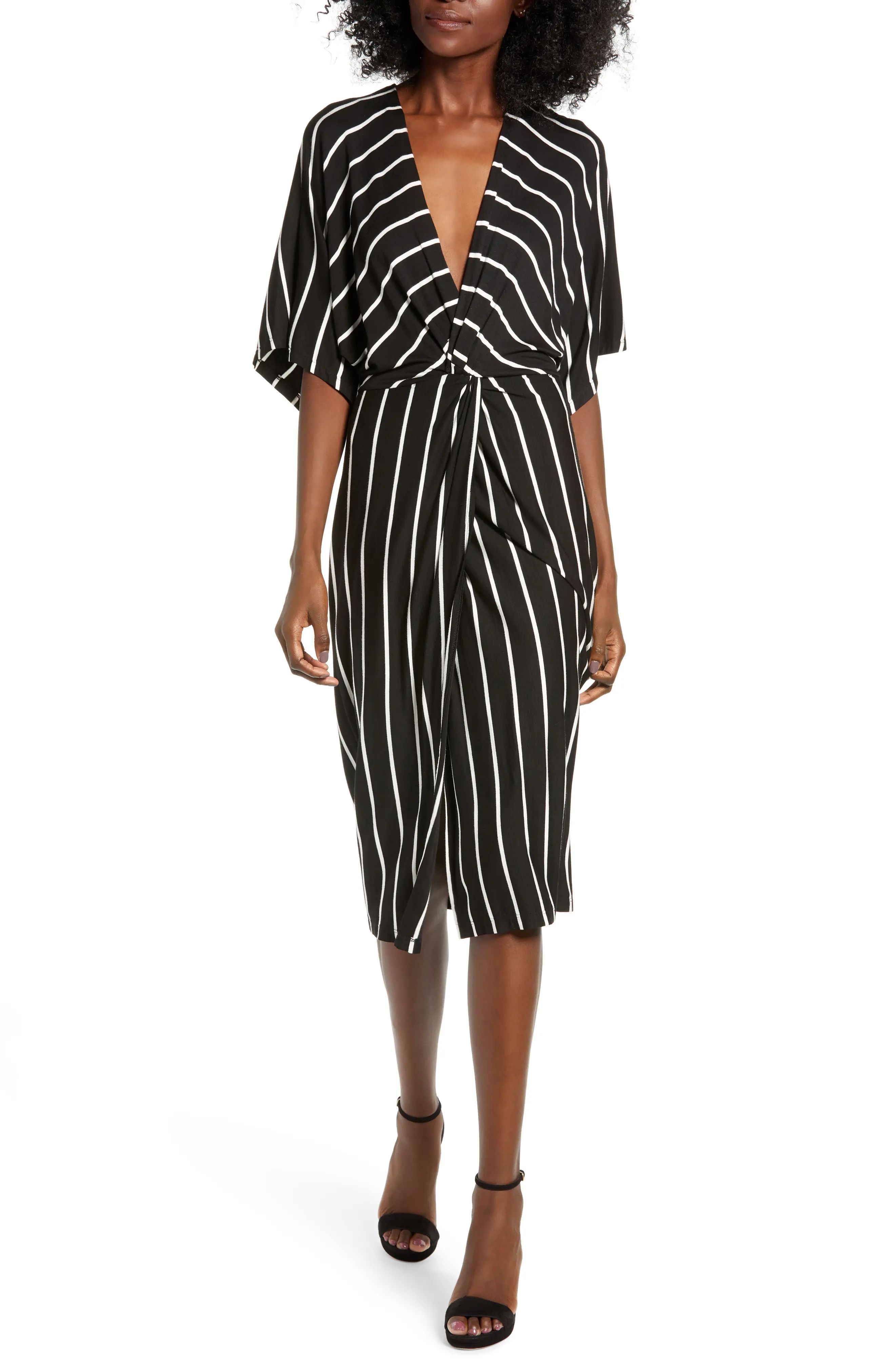 Knot Front Stripe Kimono Dress | Nordstrom