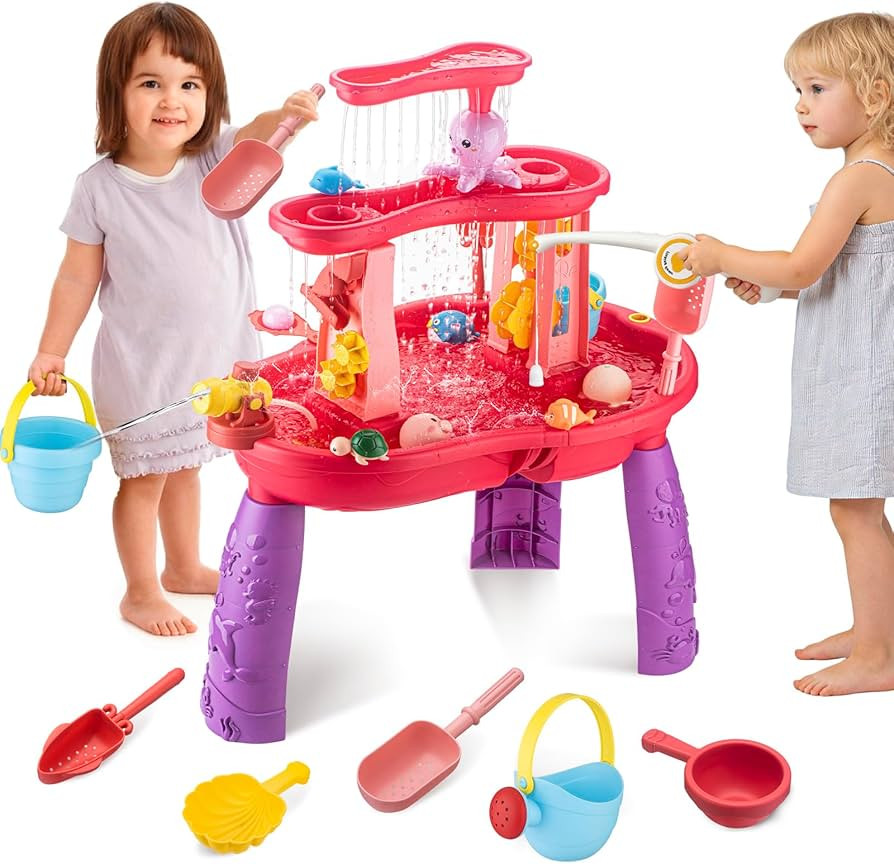 Water Table for Toddlers 3-5 Outdoor Toys for Kids Ages 4-8 3-Tier Kids Sand Water Table with Fis... | Amazon (US)