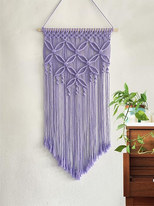 Handmade Cotton Home Decor Macrame Wall Hanging Purple | Amazon (US)