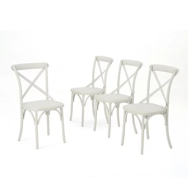 Ernie Outdoor Plastic Nylon Dining Chairs, Set of 4, French White - Walmart.com | Walmart (US)