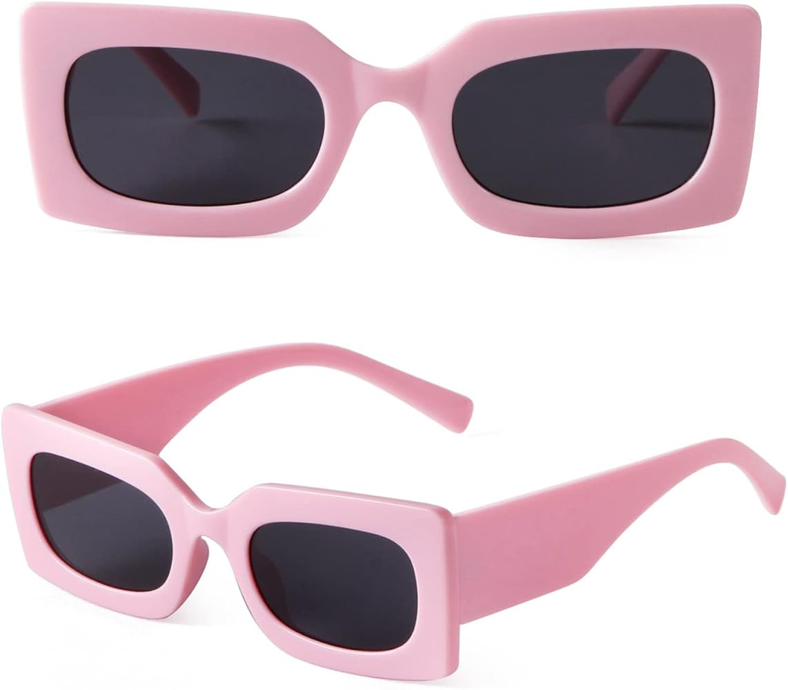JUDOO Retro Rectangle Sunglasses for Women Fashion Oval Lenses Pink Square Frame with UV400 Prote... | Amazon (US)