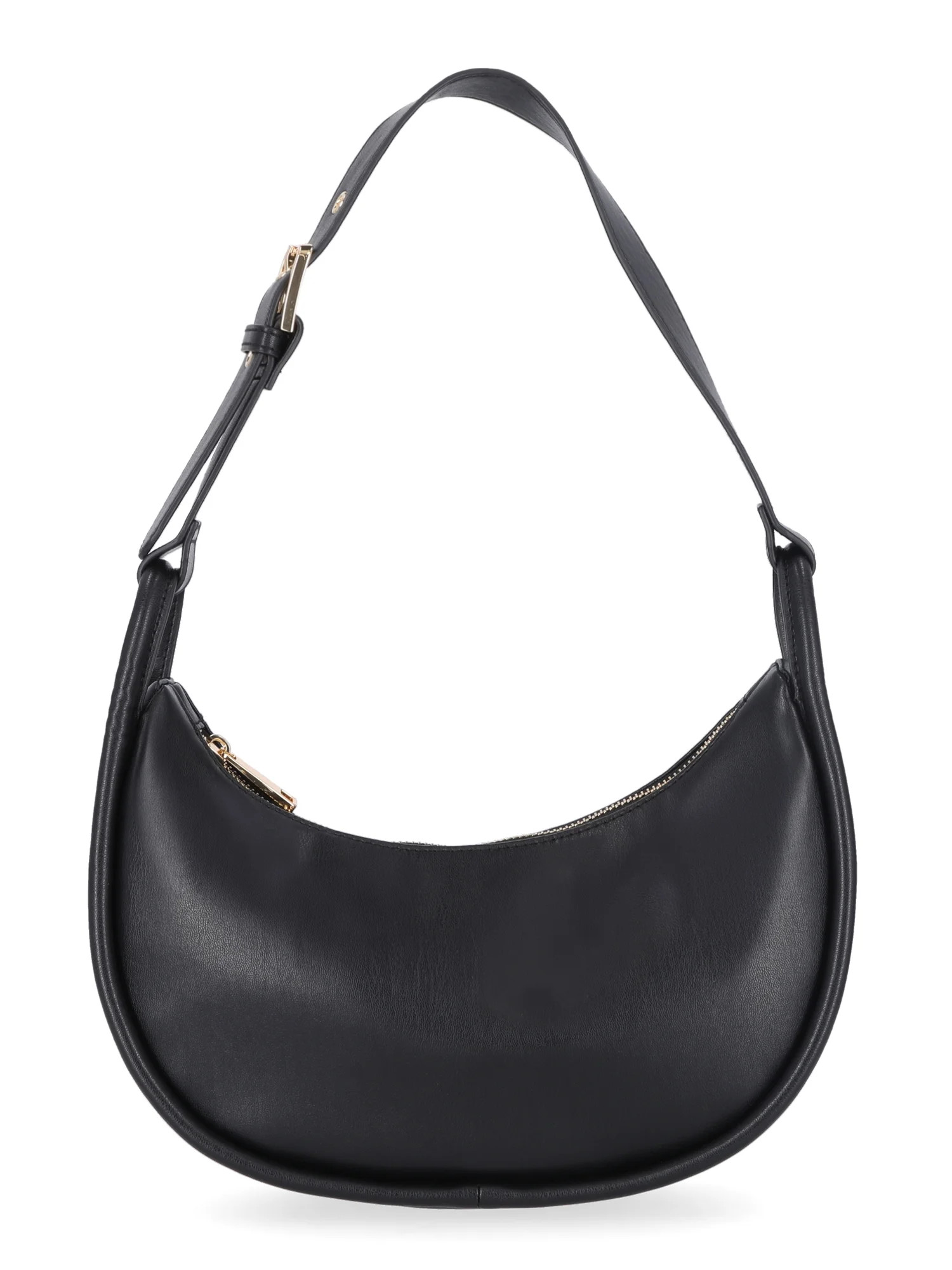 Time and Tru Women's Faux Leather Griffin Crescent Handbag, Black | Walmart (US)