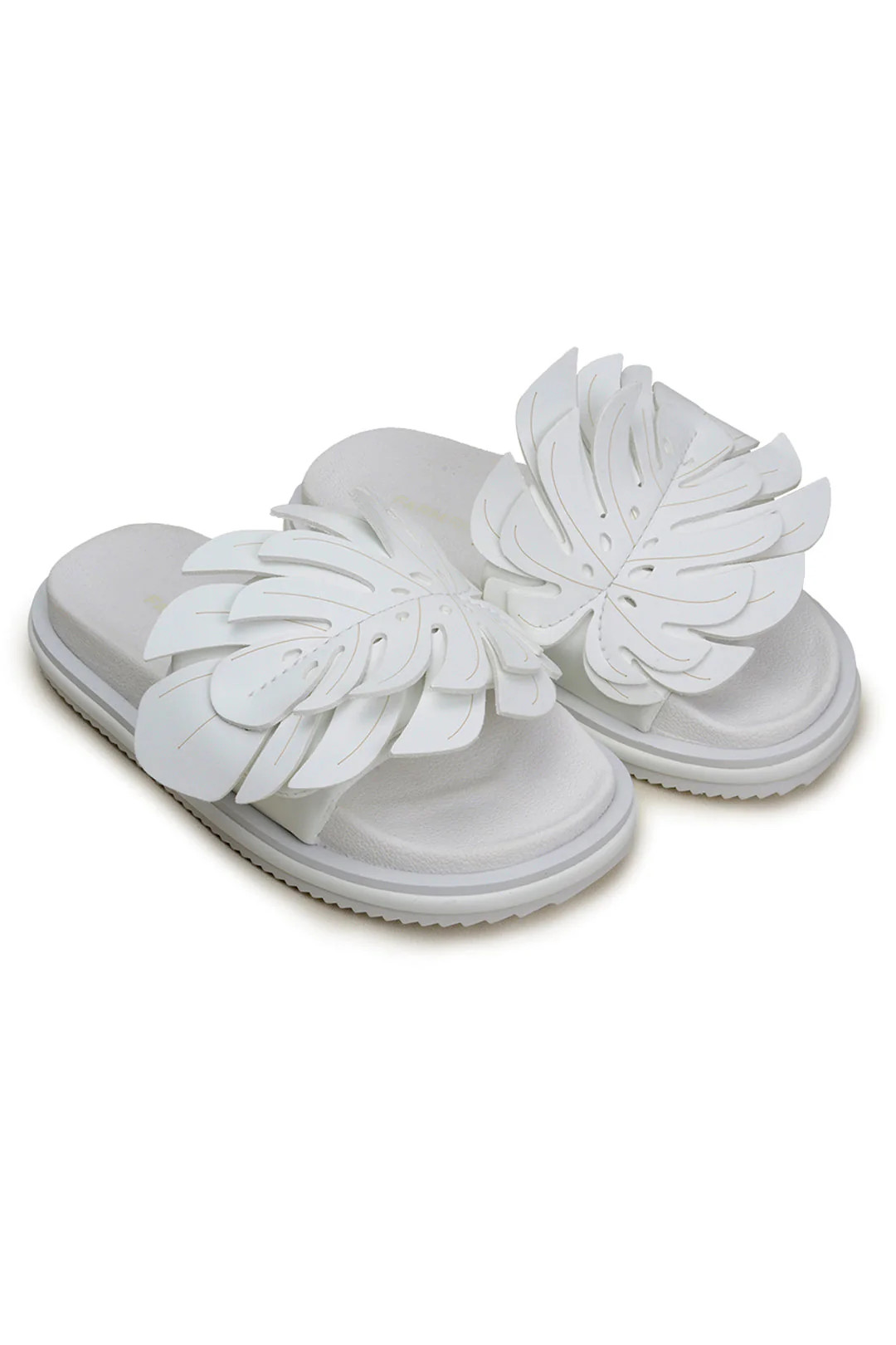 WHITE MONSTERA ANATOMIC SLIDE SANDAL | FarmRio (US)