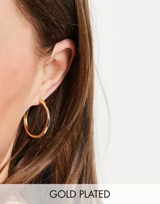 ASOS DESIGN 14k gold plated 25mm hinge hoop earring | ASOS | ASOS (Global)