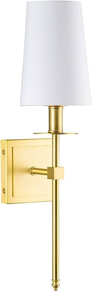 Linea di Liara Torcia Gold Wall Lighting with White Fabric Shade Modern Bathroom Bedroom Wall Lam... | Amazon (US)