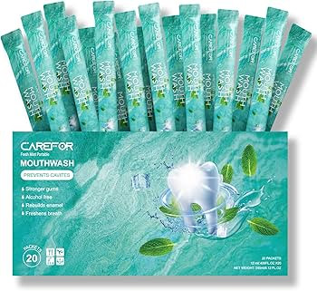 Mouthwash Travel Size - Portable Packets to Go, Alcohol & Fluoride Free Fresh Mint Mouthwash Stri... | Amazon (US)
