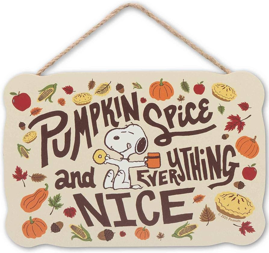 Peanuts Snoopy Pumpkin Spice and Everything Nice Hanging Wood Wall Decor | Amazon (US)