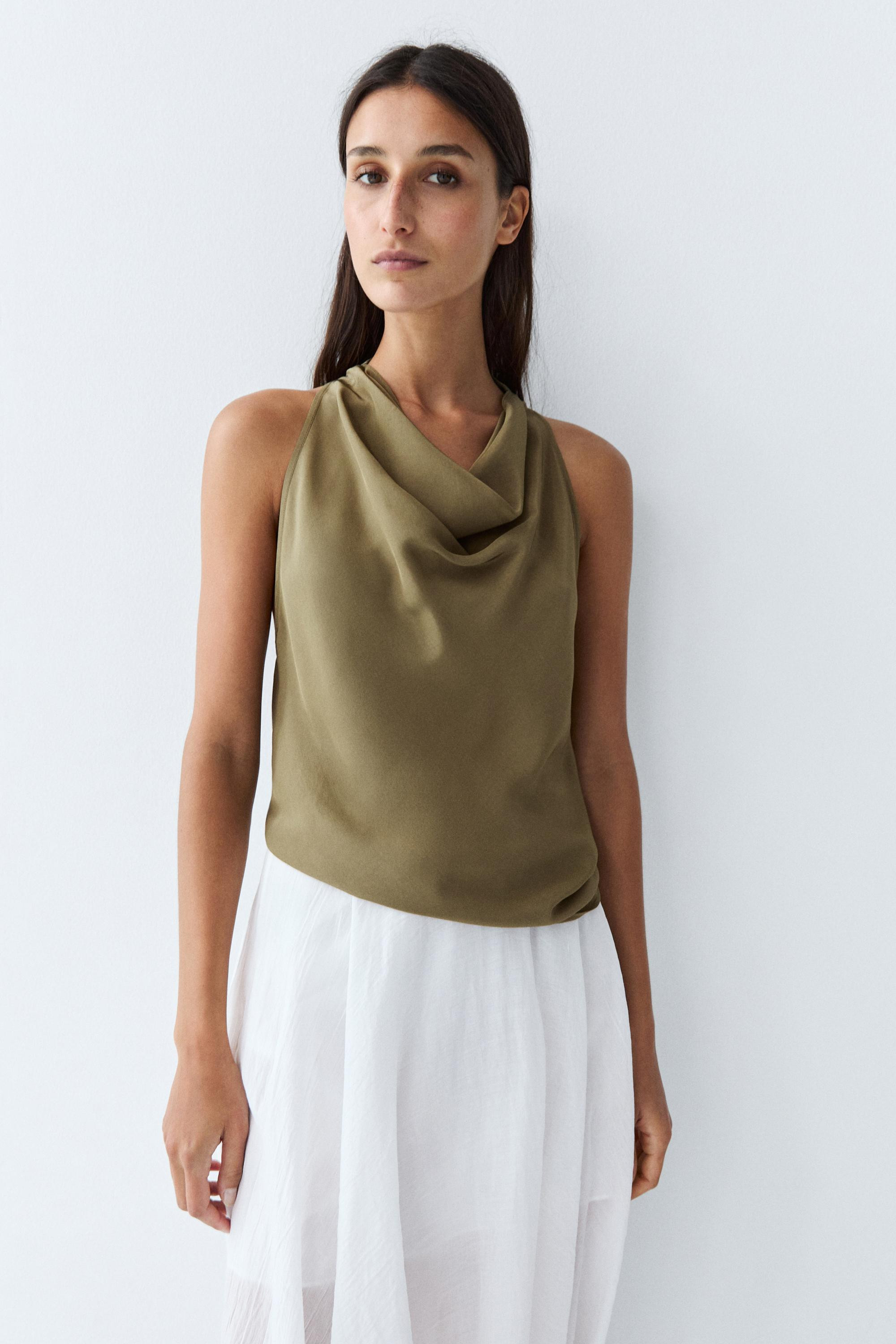 Draped halter top | Massimo Dutti US