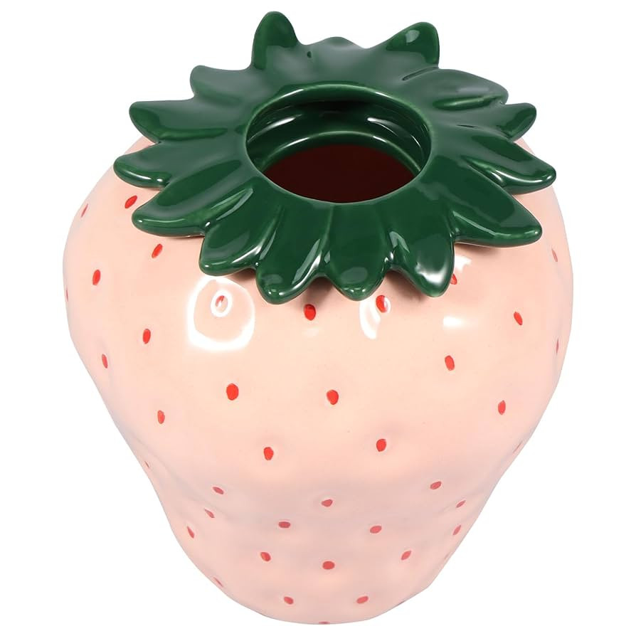 Strawberry Vase, Vintage Cute Strawberry Flower Vase, Decorative Ceramic Vase, Unique Strawberry ... | Amazon (US)