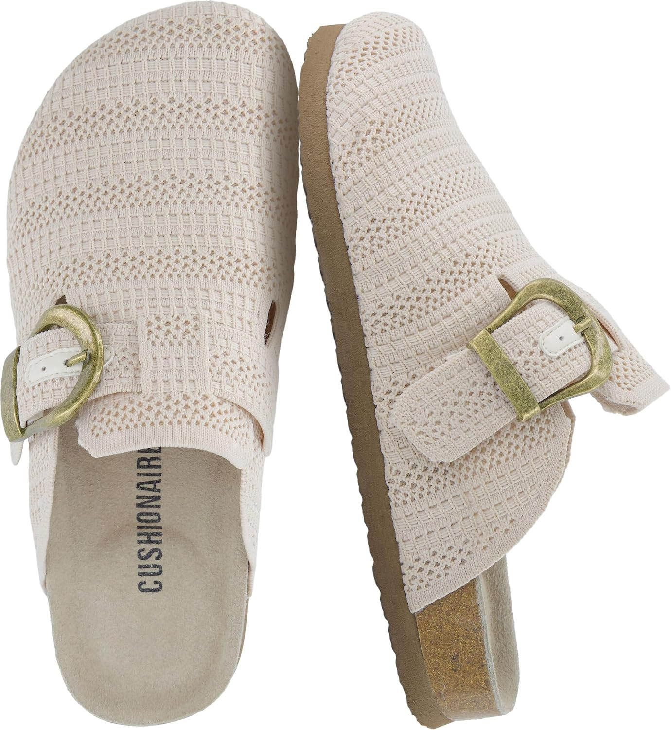 CUSHIONAIRE Dumbo Slip-On Clogs for Women with Textured Knit Upper, Adjustable Buckle, and Cushioned Footbed – Stylish and Comfortable Women's Shoes | Amazon (US)