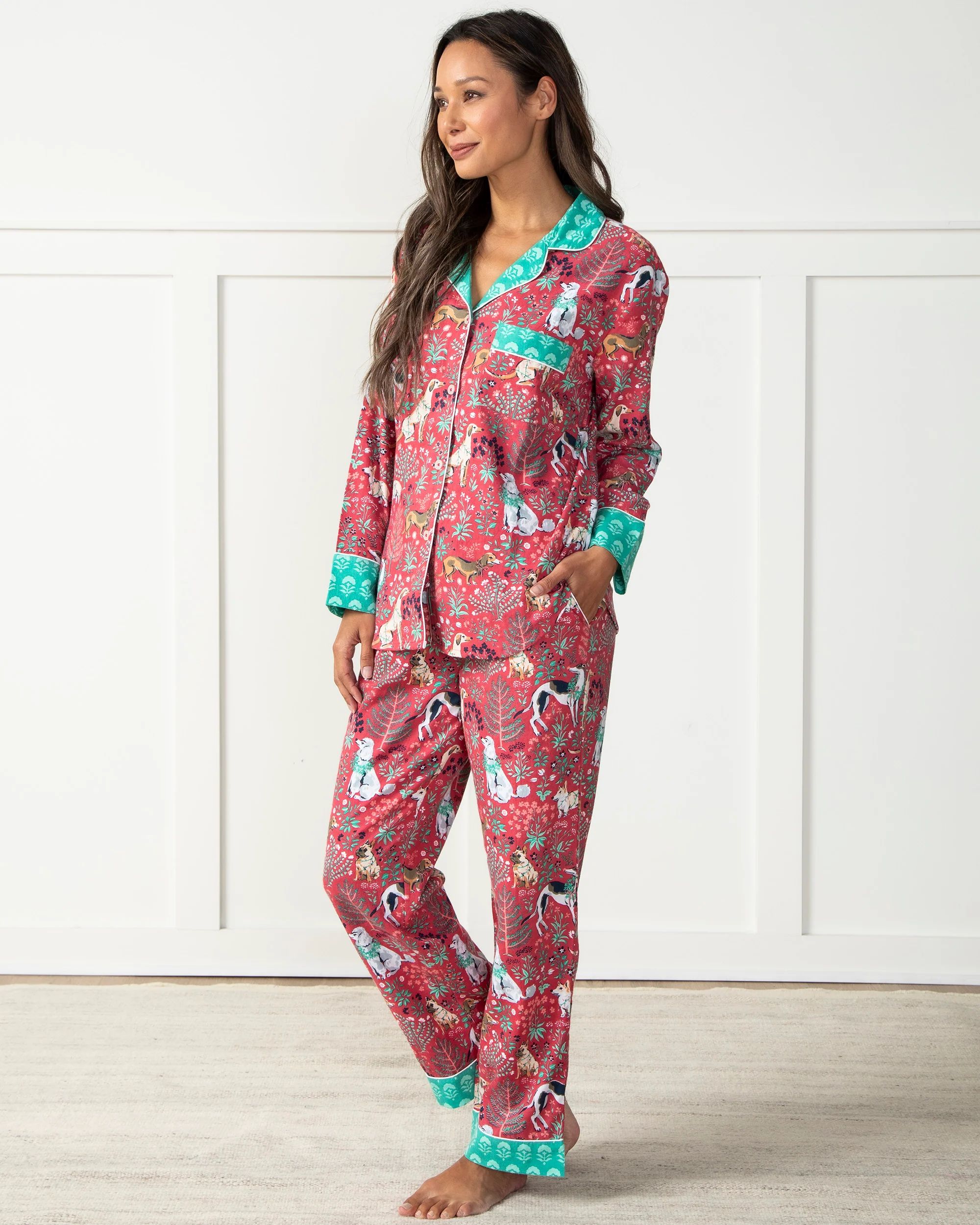 Happy Howlidays - Flannel Long Sleep Set - Ruby | Printfresh