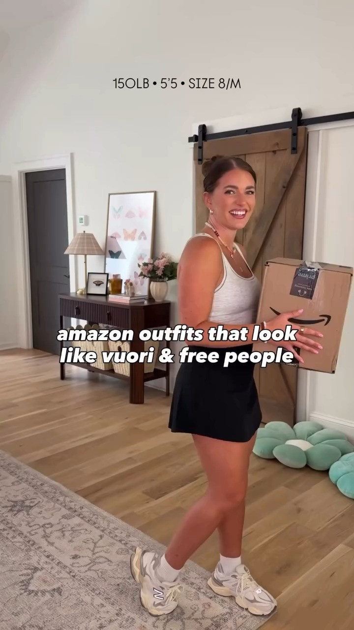 Skorts all TTS - M. Grey & green tank TTS - M, blue & green tank size L, blue v neck butter tank TTS - M, white & black fave bra tank TTS - M, grey high neck bra tank TTS - M, black shorts TTS but I prefer L, green, pink, & purple shorts size L. 

 #LTKgrwm #LTKootd #LTKfitnessgoals
