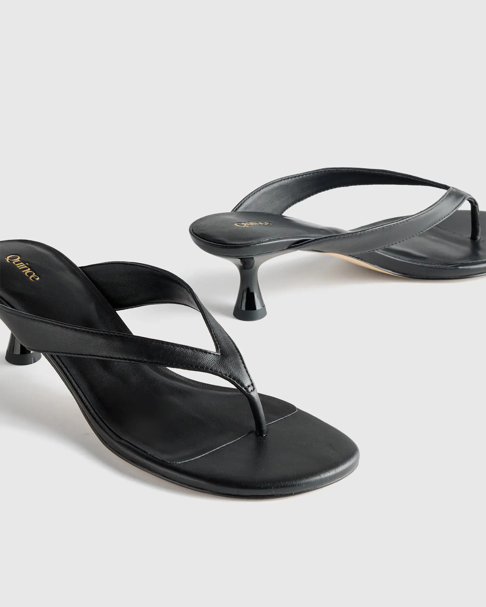 Italian Leather Thong Kitten Heel Sandal | Quince
