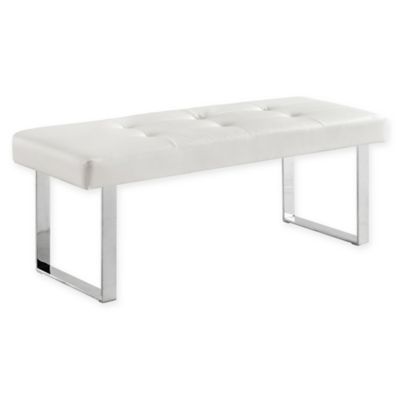 Inspired Home Versan Faux Leather Bench in White/Chrome | Bed Bath & Beyond