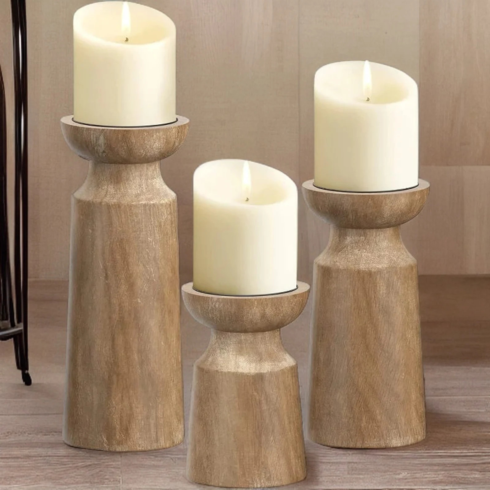 Set of 3 Wooden Candle Holder Nordic Style Candle Holder - Etsy.de | Etsy (DACH)