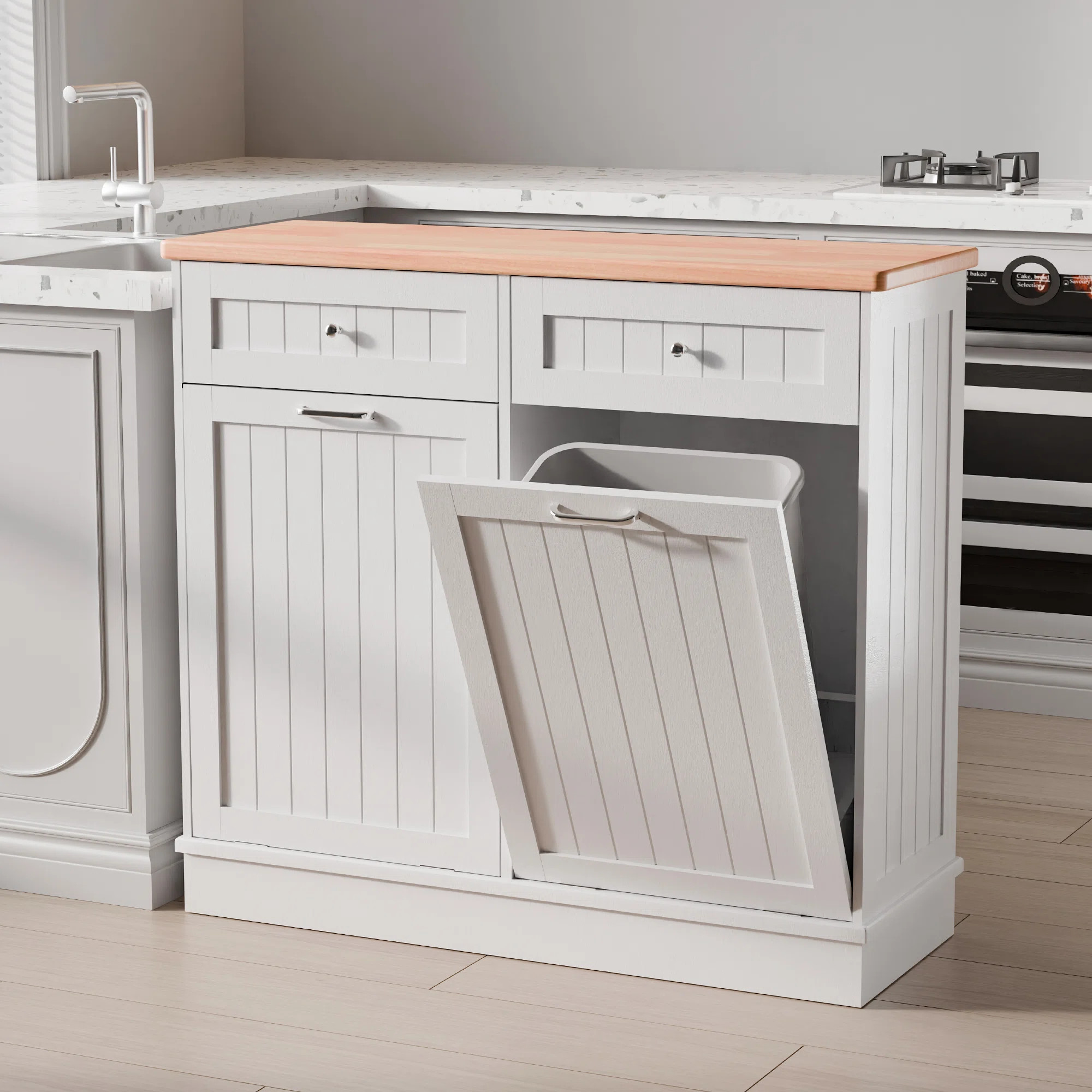 Havant Double Tilt Out Trash Cabinet 20 Gallons Wooden Free Standing(Not include trash can) | Wayfair North America