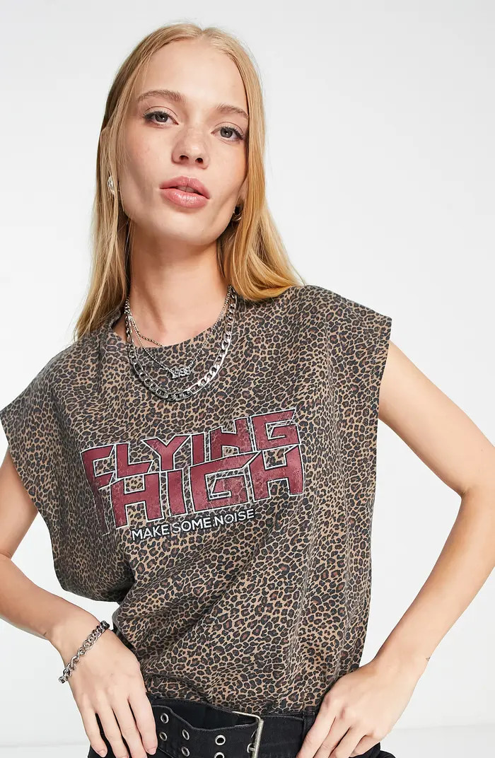 ASOS DESIGN Leopard Print Oversize Cotton Graphic Tank | Nordstrom | Nordstrom