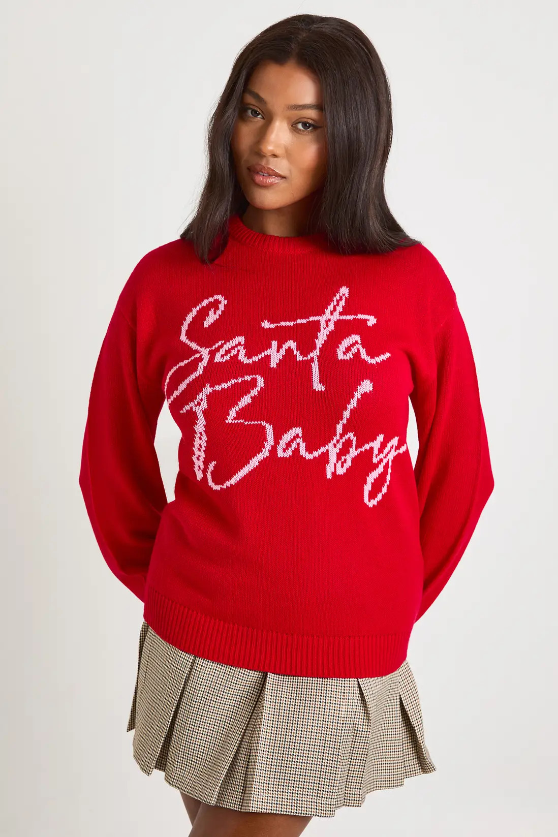 Maternity Santa Baby Oversized Christmas Jumper | boohoo (US & Canada)