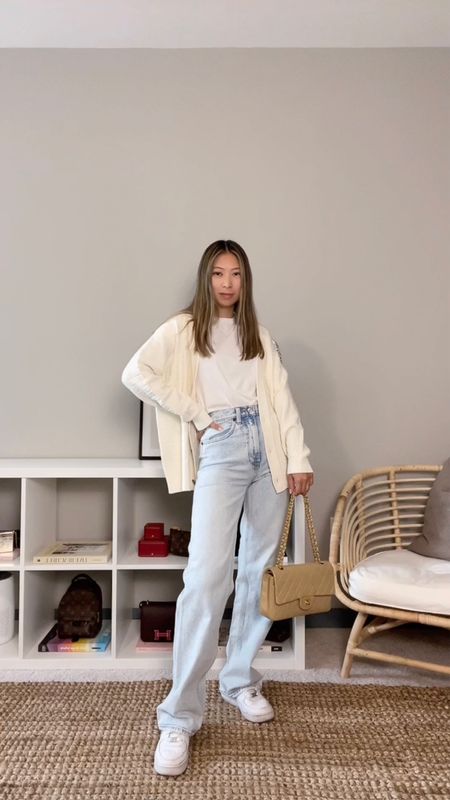 Casual fall outfits I’m excited to wear // Outfit details:⁠ White cardigan - Hermès, white t-shirt - Everlane, Jeans - Abercrombie, white sneakers - Nike, Bag - Chanel⁠⁠ // parisian style, neutral outfits, minimal style 

#LTKunder100 #LTKSeasonal #LTKstyletip