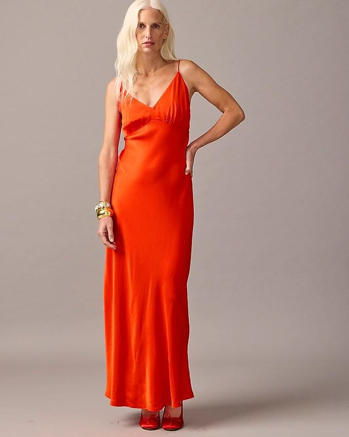 Collection full-length V-neck slip dress in luster crepe | J. Crew US
