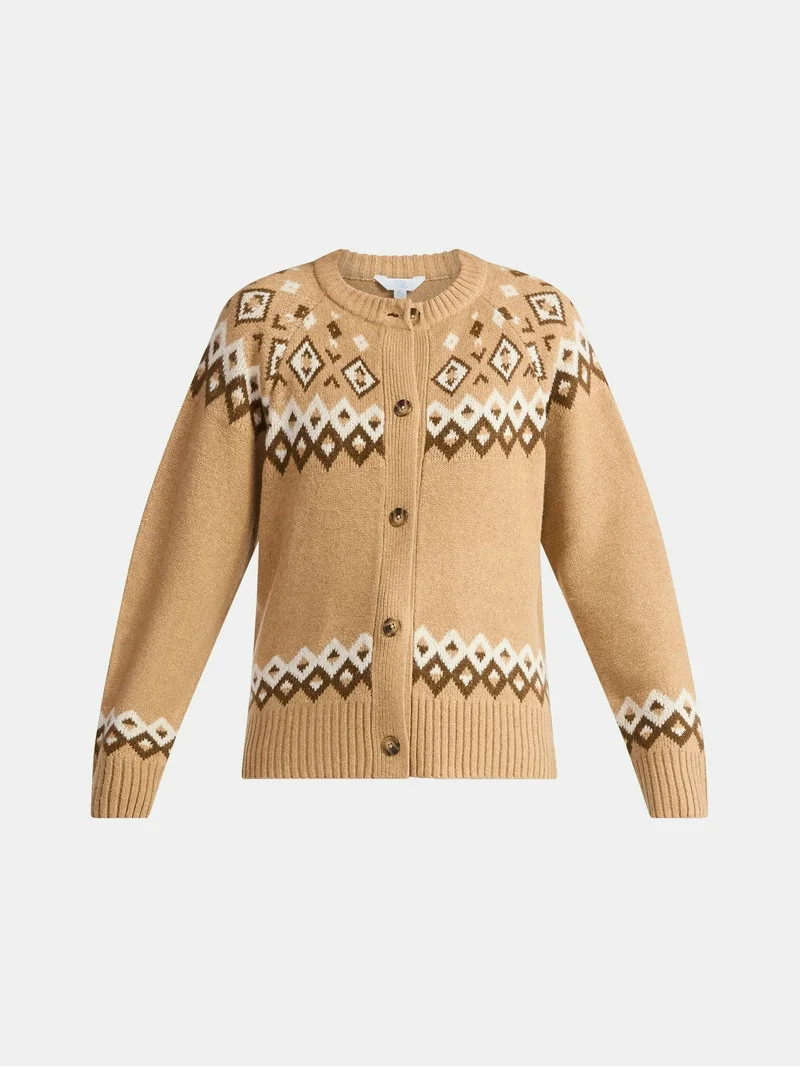 Time and Tru Women's Fair Isle Cardigan Sweater, Midweight, Size XS-XXXL | Walmart (US)