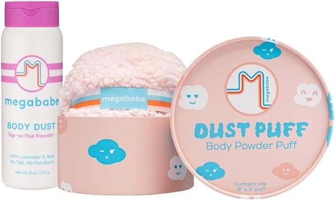 Megababe Sweat Absorbing 2-Piece Bundle - Body Dust Powder 6 oz & Dust Puff | Sweat-Absorbing, Ta... | Amazon (US)