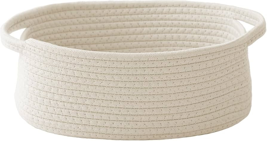 Woven Basket,Small Rope Storage Bin with Handles & Ribbon Bag, Organizer for Shelves Closets,Gift... | Amazon (US)