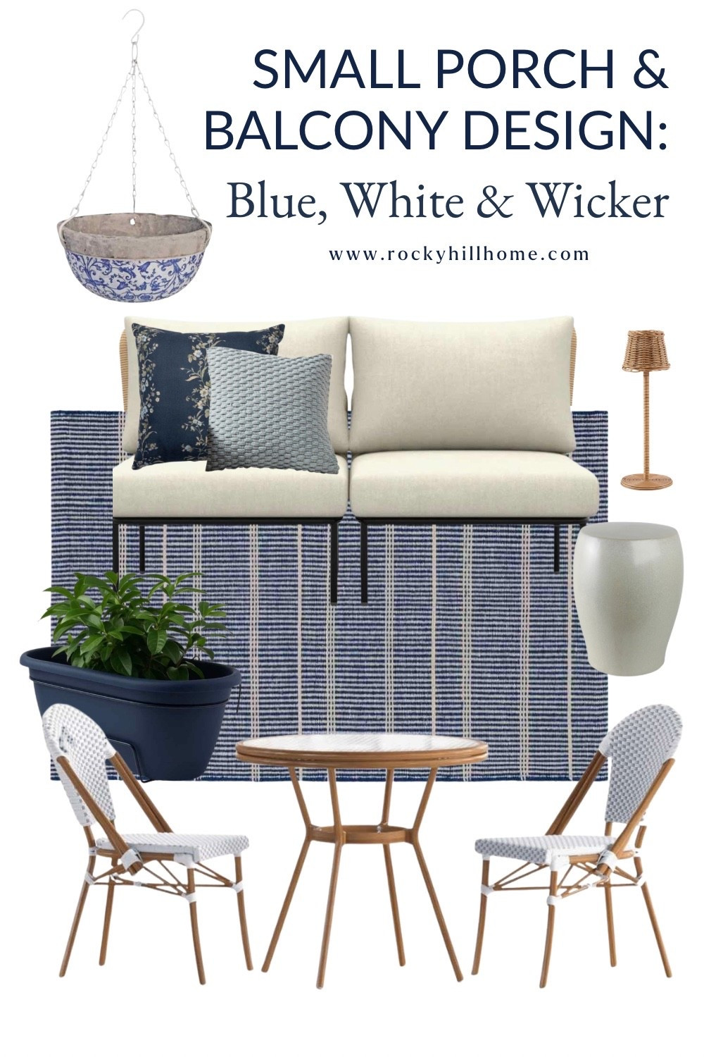 Blue, white & wicker = the easiest way to elevate a small porch 
This cozy setup mixes classic bistro seating, a striped outdoor rug, and layered pillows for a timeless look that works in any small space.

#LTKSeasonal #LTKHome